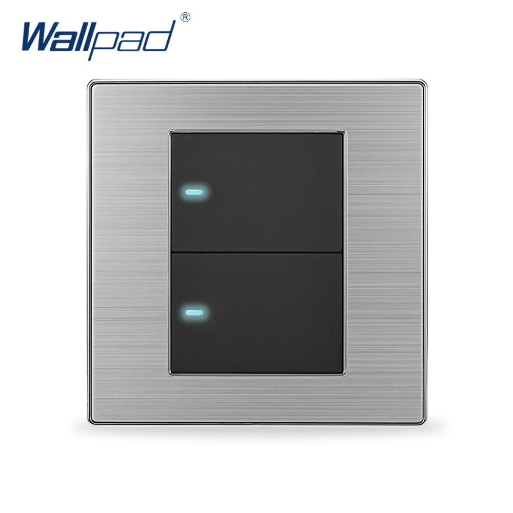 

Hot Sale 2 Gang 1 Way Wallpad Luxury LED Light Switch Push Button Wall Switches Interruptor Pared 10A AC 110~250V