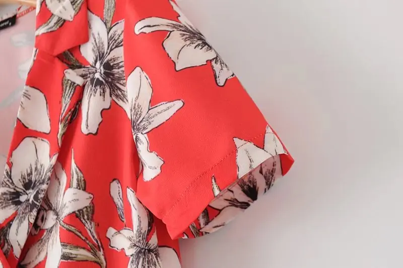 OMCHION Blusa Feminina лето 2018 В шеи Цветочный принт с бантом Рубашка нерегулярные короткий