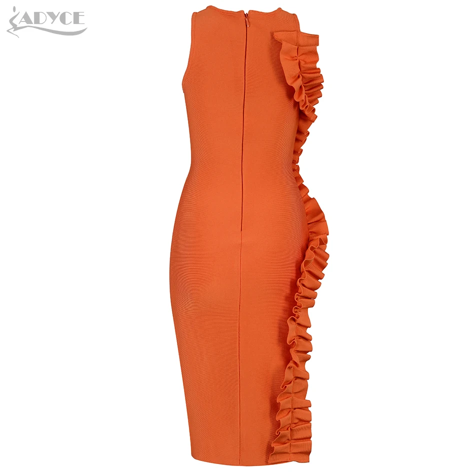 ADYCE летнее женское Бандажное платье Vestidos Verano 2019 оранжевое сексуальное облегающее
