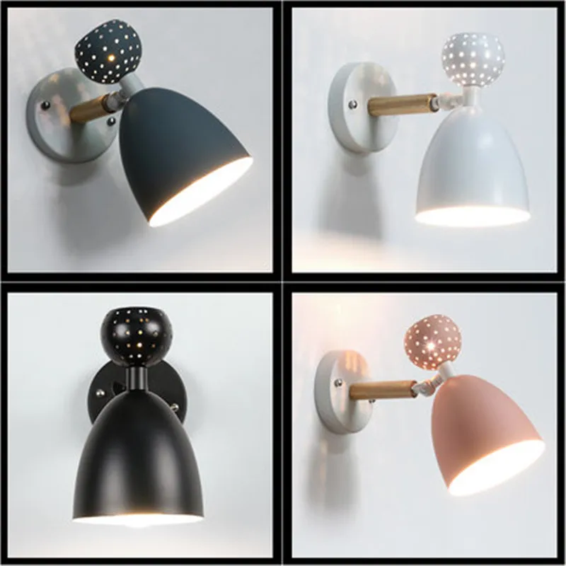 

Простой железный деревянный настенный светильник в стиле лофт, современные светодиодный настенные светильники, вращающийся прикроватный ...