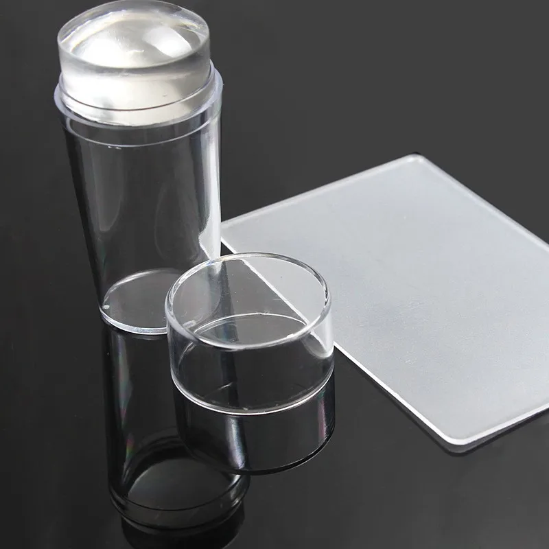 Silikon штамп инструмент для дизайна ногтей Schaber mit Каппе прозрачный 3 см Nagel Stempel
