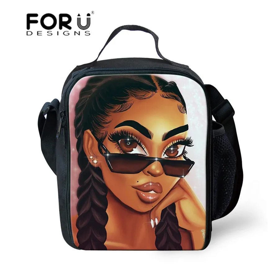 Термальный Ланч бокс FORUDESIGNS для девочек черный в афроамериканском стиле Детская