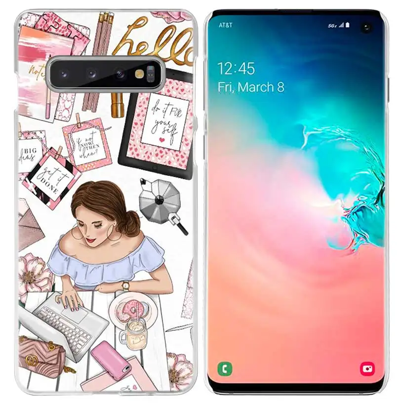 Vogue Девушка поход по магазинам чехол для samsung Galaxy S10 5G S10e S9 S8 M30 M20 M10 J4 J6 плюс J8 Note 8 9 прозрачный жесткий чехол из ПК для телефона