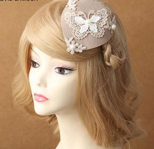 

New arrival fashion women Lace butterfly hairpin with beads hair Pin Party girl lovely hat Hairpins headwear hair Accessories