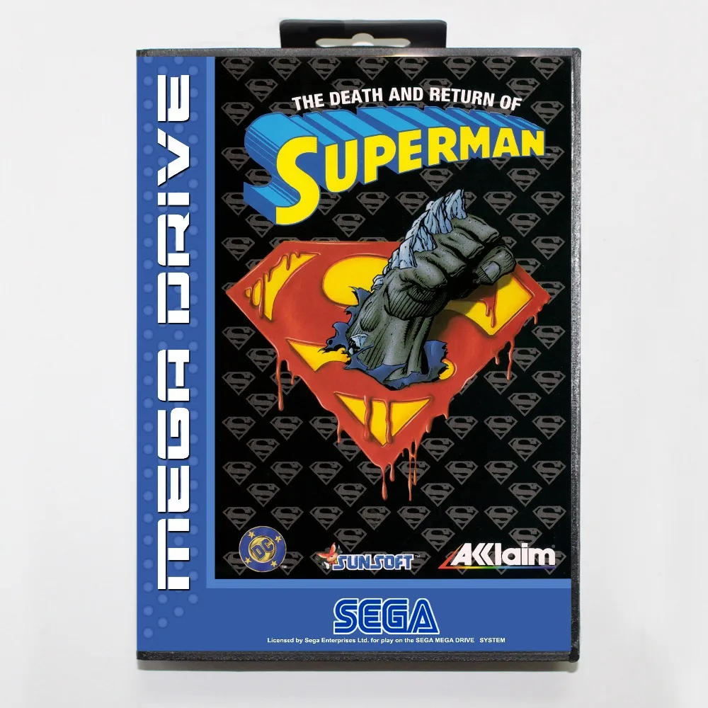 16 бит игра Sega Mega Drive картридж с розничной коробкой-смерти и возврата Супермена игровая карта для системы Megadrive Genesis