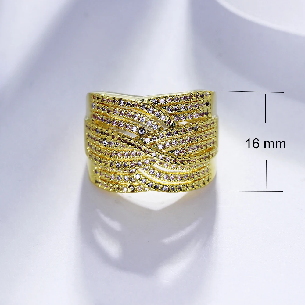 Изумительное дизайнерское кольцо ювелирные изделия из кристаллов золотого