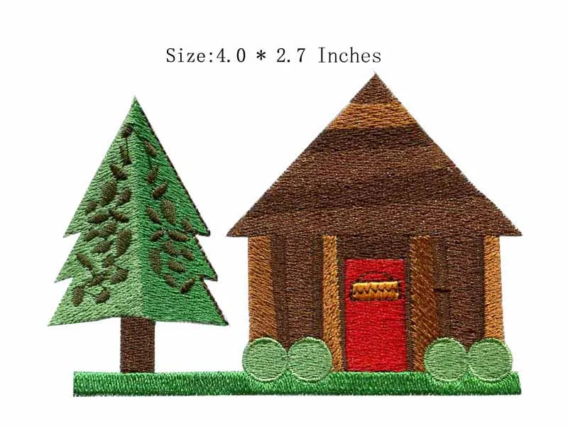 

The house and tree 4.0"wide embroidery patch for tall/good environment/harmonious