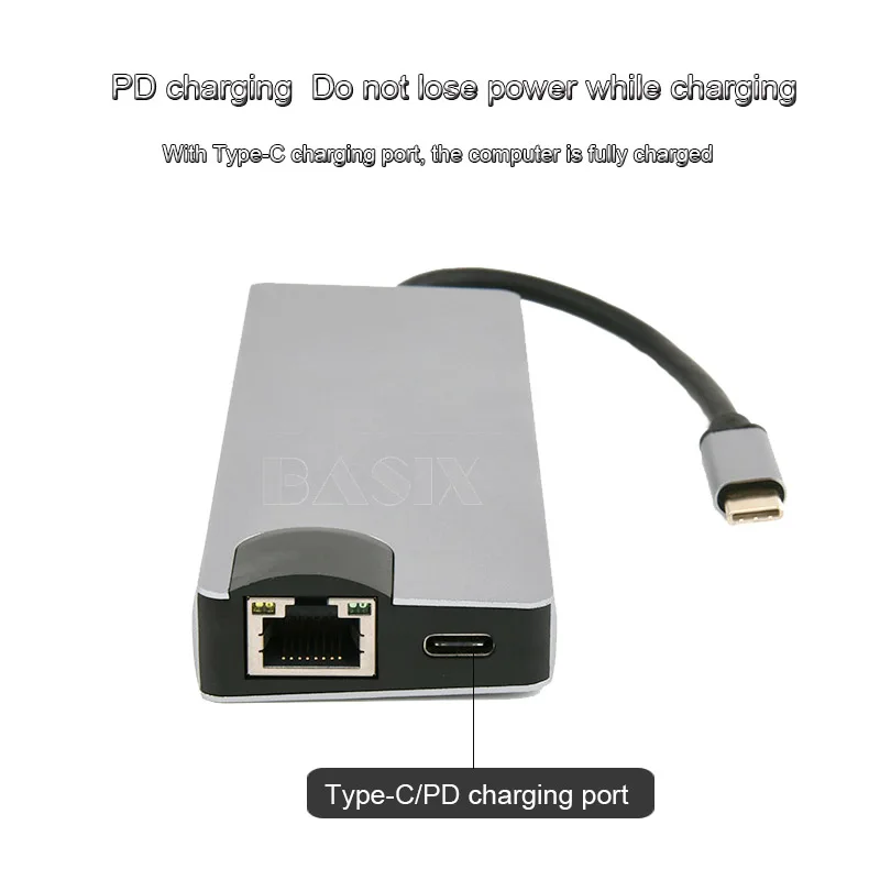 Basix USB C концентратор к HDMI 4K USB 3,0 порт SD/TF кард-ридер VGA RJ45 Gigabit Ethernet type C концентратор для Macbook Pro huawei P20 Pro