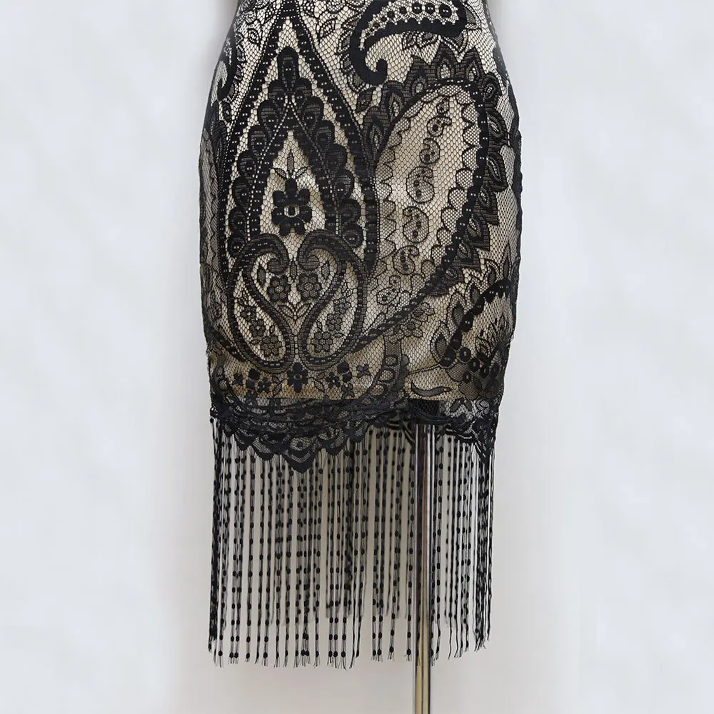 Женское кружевное платье карандаш Reaqka черное повседневное винтажное с V образным