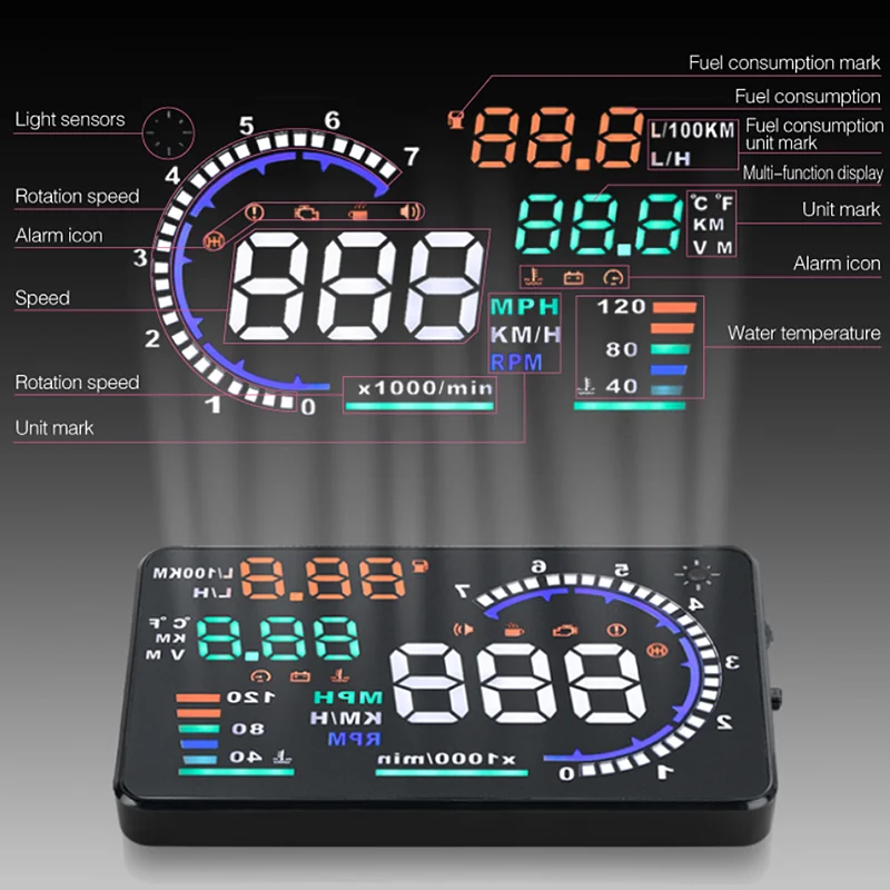 A8 OBD дисплей лобовое стекло автомобиля проектор бортовой компьютер для obd2 Head Up
