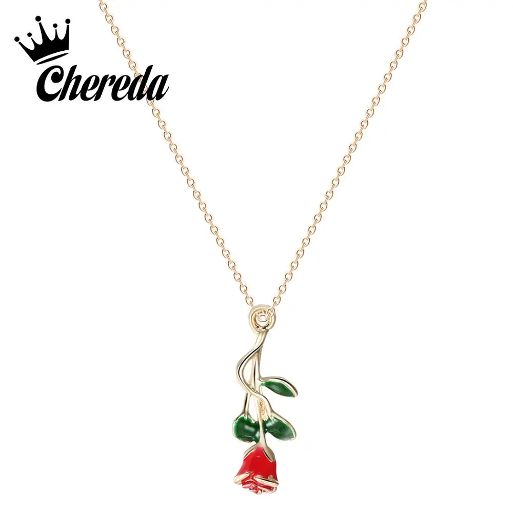 

Chereda Elegant Flower Long Chain Necklaces&Pendants Women Treny Plant Valentine's Day Mother's Day Gifts