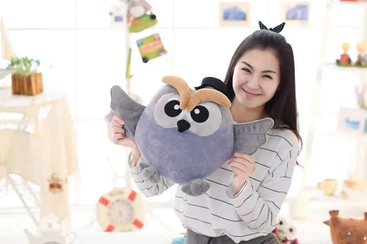 Серая плюшевая сова среднего размера Новая мягкая грелка для рук кукла подарок
