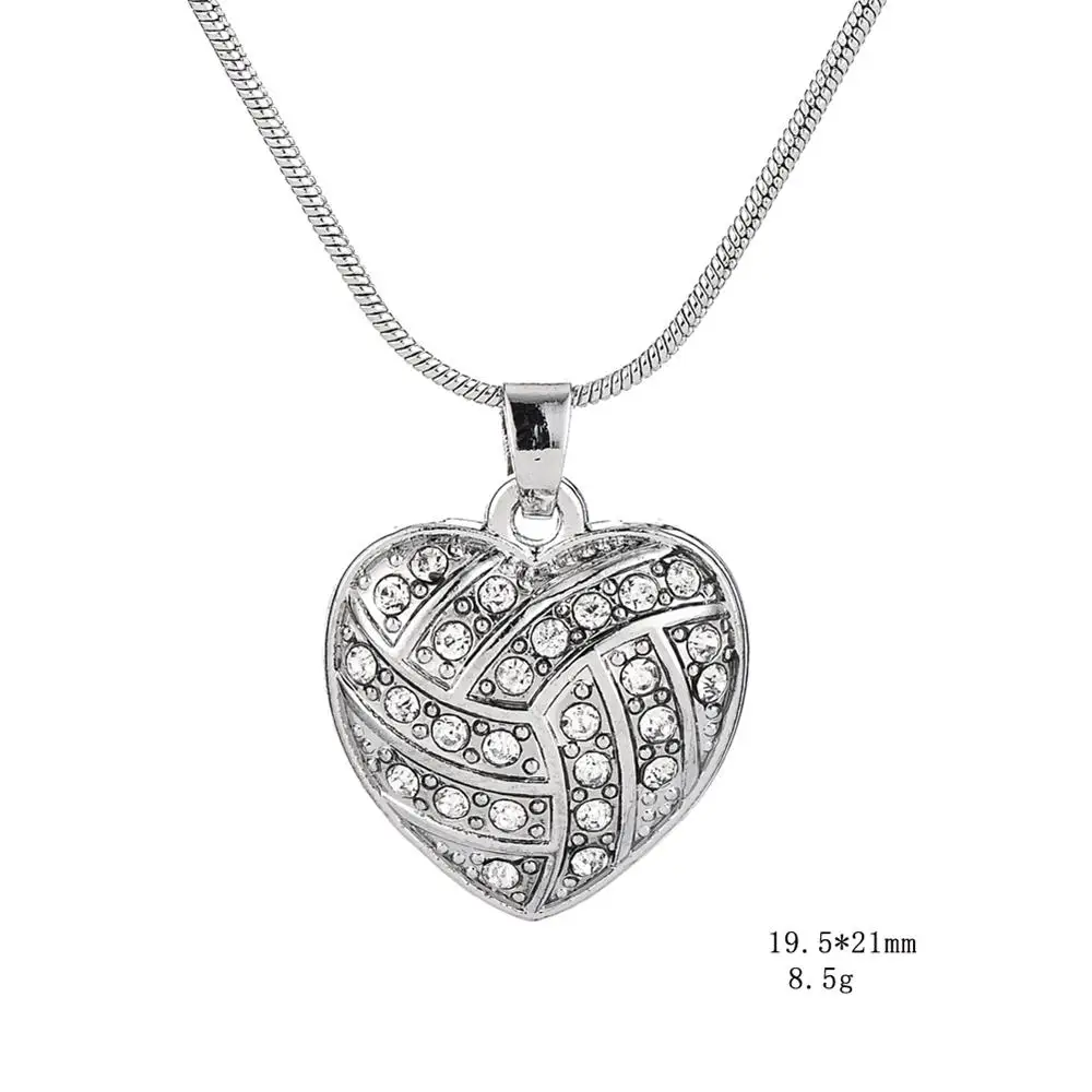 Heart Volleyball My shape спортивные ювелирные изделия модный прозрачный кристалл я люблю волейбол сердце форма кулон ожерелье с кольцевой цепью для подарков 3 стиля выбрать - Окраска металла: Heart Volleyball