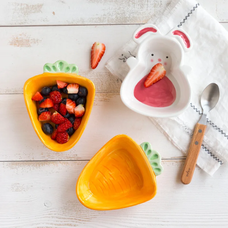 

Children's Creative Bowl Rabbit Tableware Ceramic Baby Carrot Fruit Decorative