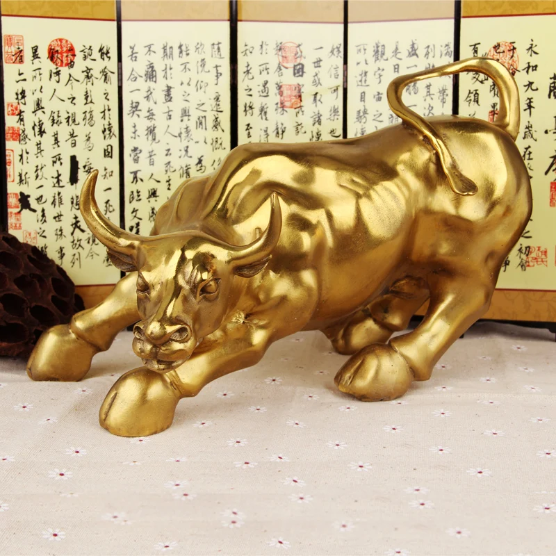Fengshui богатство латунные фигурки быка украшение коллекционный подарок|Статуэтки