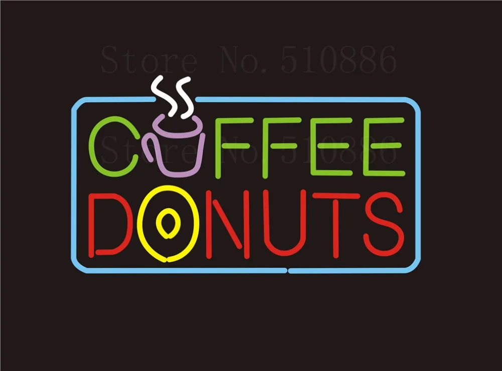 

Custom Signage NEON SIGNS Coffee Donuts Real GLASS Tube BAR PUB Signboard Display Decorate Store Shop Light Sign 17*14"
