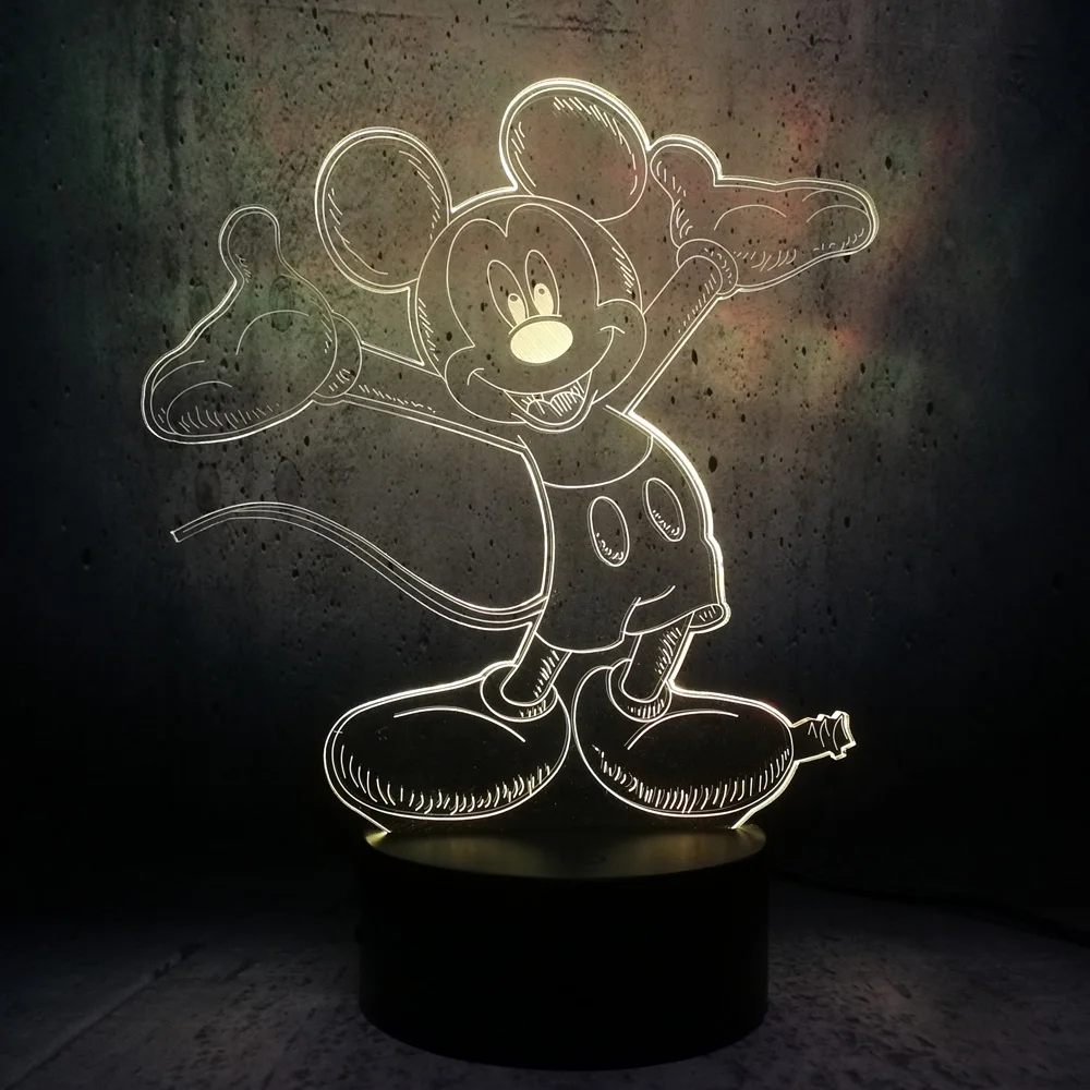 3D LED Микки волна руки улыбка лицо USB ночник Рождественский подарок стол