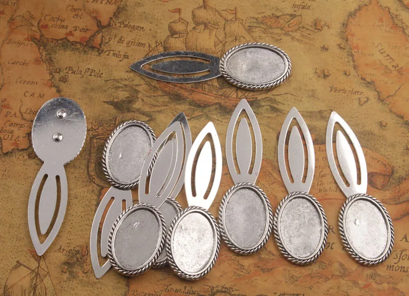 10 шт. старинный Серебристый Овальный Пустой кабошон закладки|cabochon setting|antique