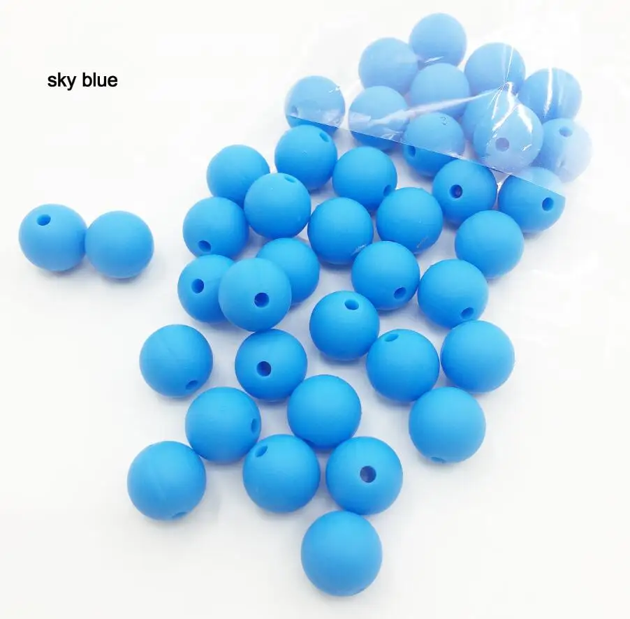sky blue Новое поступление 50 шт силиконовые бусины 15 мм Экологичные сенсорные Прорезыватели для зубов ожерелье пищевого качества для мам Уход DIY Ювелирные изделия Детские Прорезыватели для зубов - Цвет: sky blue