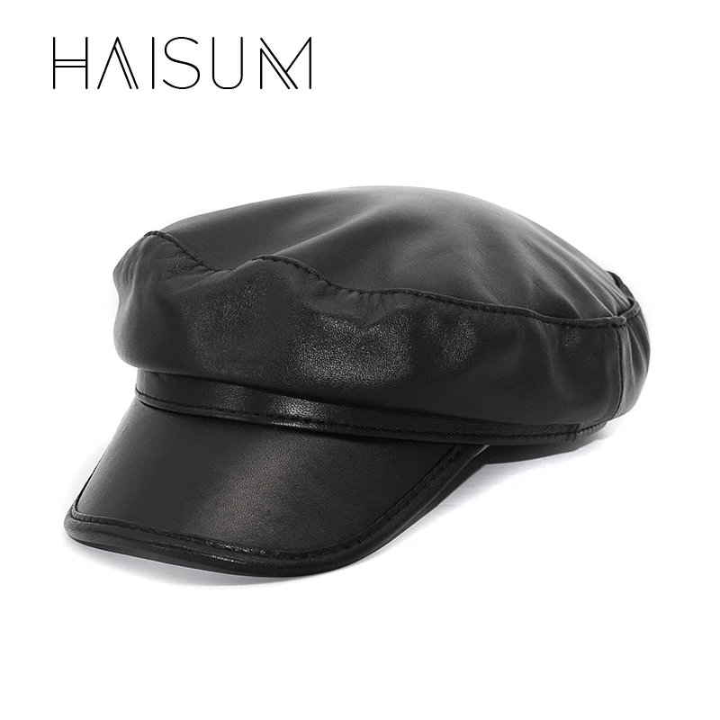 Женские береты Haisum винтажные однотонные мягкие из овчины на весну и осень Cs51