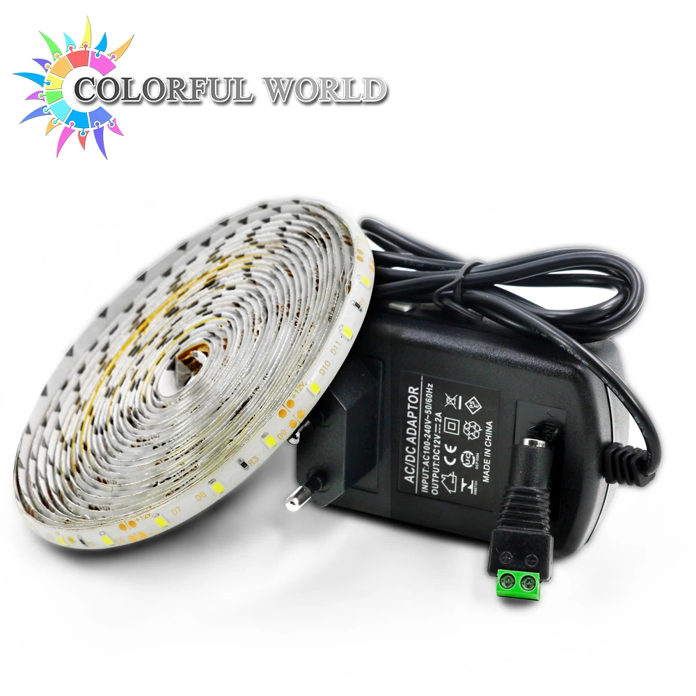 5 м Светодиодные полосы 3528 60 шт./м светодиодные RGB DC12V Гибкие 24key ИК-пульт 12 В 2A