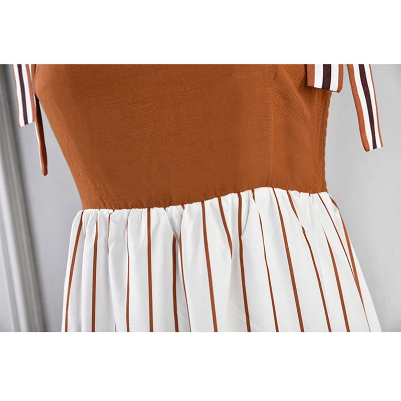 TOP QUALITY Paris Fashion 2020 Runway Designer Dress Women's Spaghetti Strap Striped Mid-calf | Женская одежда