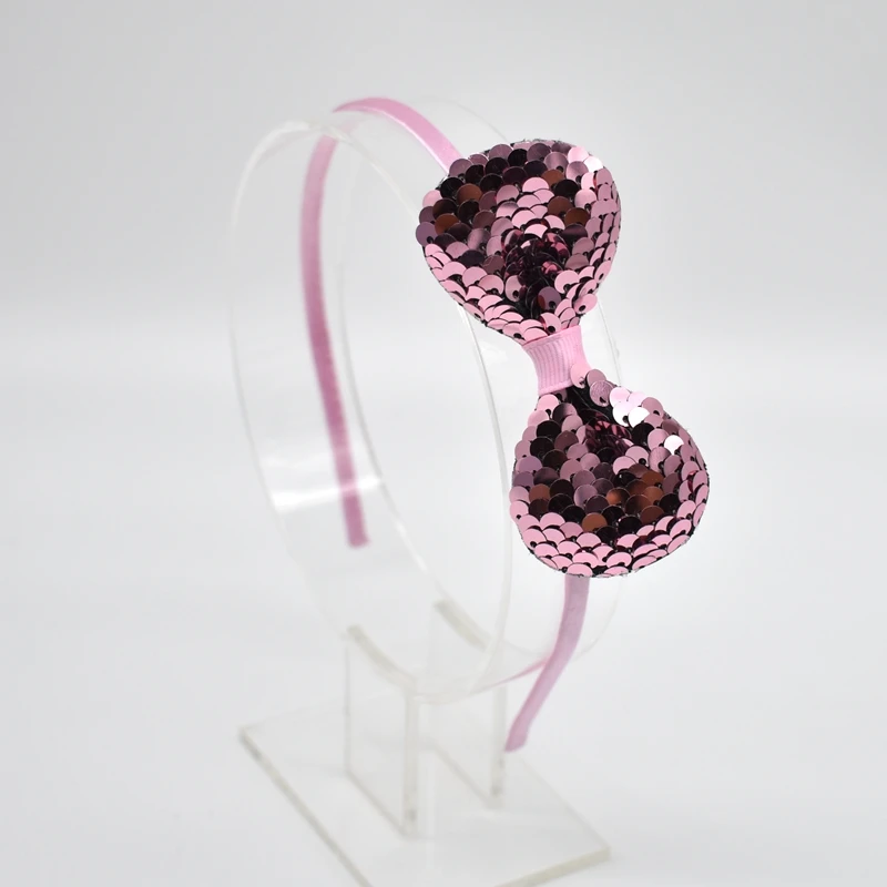 Детская повязка для волос с бантом детская цветная в виде рыбьей чешуи