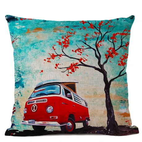 11 Customized Cushion Cover Scandinavian Umbrella Cushion Wedding Cotton Linen Printed Home Sofa Decor Bus White Almofada - Цвет: 11