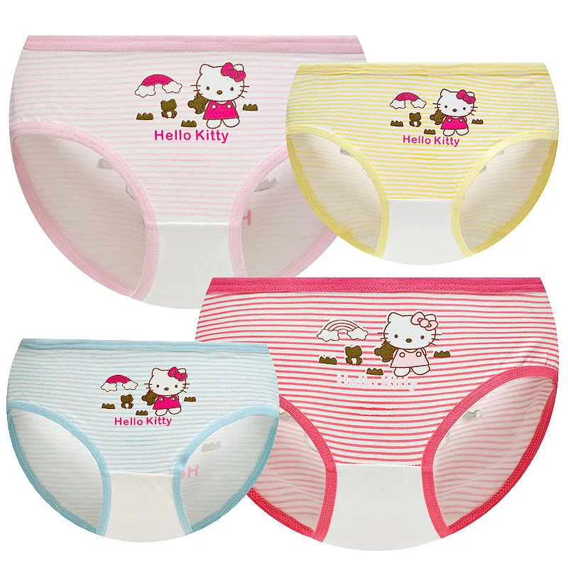 4 шт трусы для девочек детские с рисунком малышей Рисунок Hello Kitty хлопковые От 1 до 9