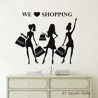 Shopping Mall Sale Silhouette Wall Decals Fashion Woman Vinyl Window Stickers For Shops Girls Bedroom Decal Home Decoration L323