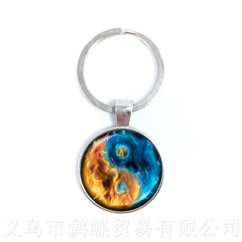 Брелок Yin Yang черно-белый крест кулон Tai Ji ювелирное изделие стеклянный брелок с