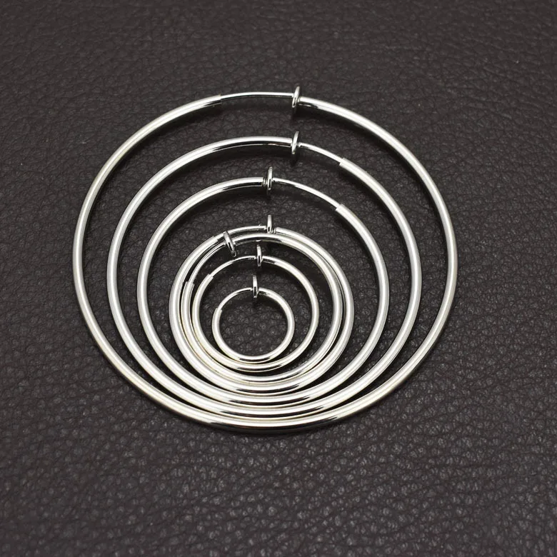 Steel-color 1 пара, женские круглые большие серьги в стиле панк, поддельные весенние клипсы на носу, кольцо-обруч, кольцо для губ, спираль, кольцо-обруч, поддельные серьги, аксессуары - Окраска металла: Steel-color