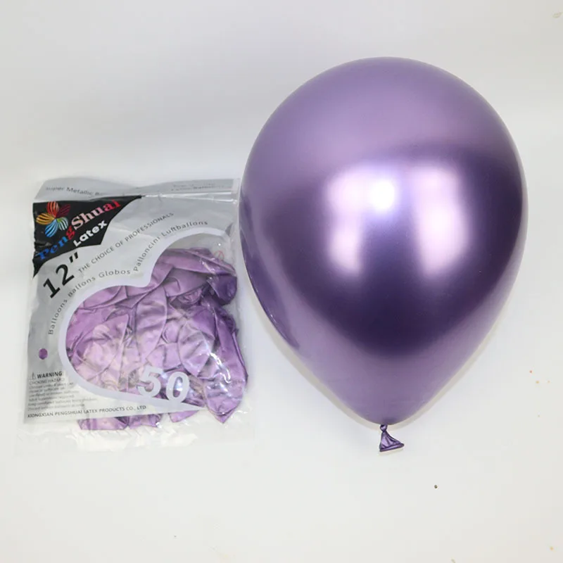 Purple 10 шт., 12 дюймов, латексные, хромированные, золотые, серебряные, для свадьбы, для детского душа, для дня рождения, карнавала, вечерние, декоративные металлические шары, поставки, гелиевые сувениры - Цвет: Purple