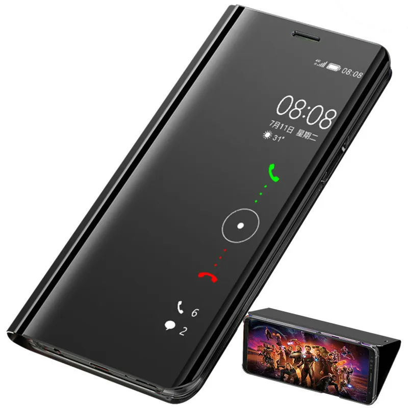 Зеркальный кожаный чехол для Huawei Y9 P Smart Z 2019 Y7 Nova 3i P30 lite P20 Mate 20 Pro 9X Honor 9 Lite 10i 8A 7A