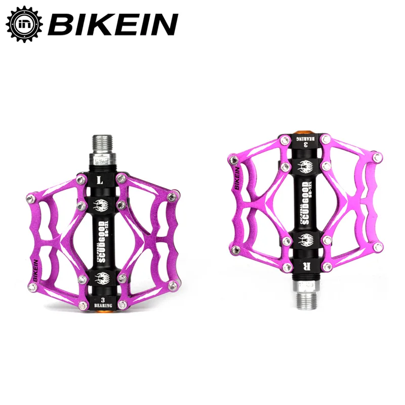 Bikein Велоспорт MTB BMX Плоские Педали Алюминий ЧПУ 3 герметичный Подшипник платформы Педали для автомобиля для дорожного горный велосипед Запчасти для велосипедов 4 цвета - Цвет: Purple