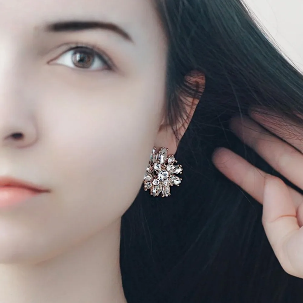 eManco Luxury Stereoscopic Crystal&amp Rhinestone Drop Dangle Earrings Light Color Fashion Jewelry New Cloth Accessories | Украшения и