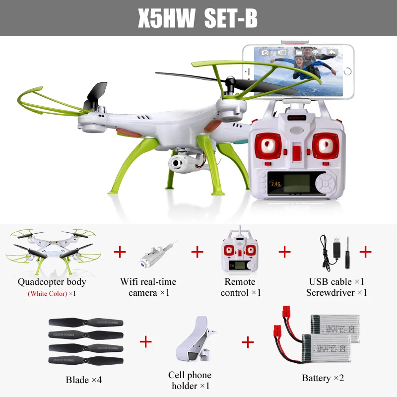 SYMA X5HW Дроны с камерой HD WiFi FPV заднего времени передачи дистанционного управления Квадрокоптер, Радиоуправляемый вертолет Дрон подаренный аккумулятор