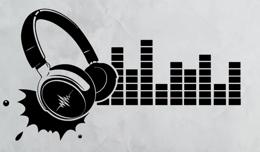 Музыкальная виниловая наклейка на стену наушники звук музыка ночной клуб