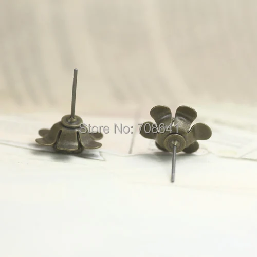 Пустые серьги гвоздики круглые 3D с цветком ювелирное изделие антикварные