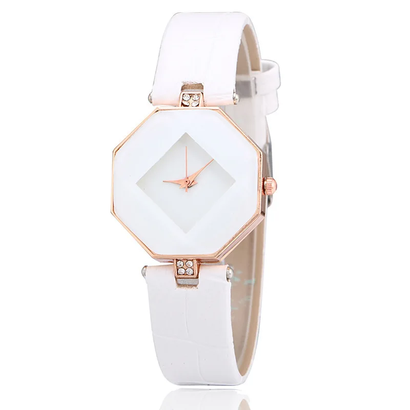 Новинка 2022 креативные белые кварцевые часы с кожаным ремешком женские модные