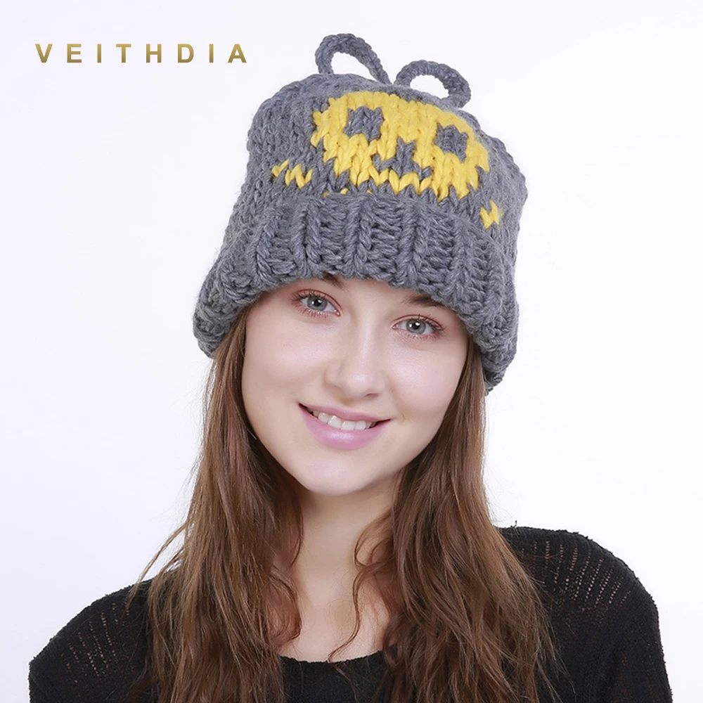 Осенне-зимняя вязаная шапка с антенной ручной работы VEITHDIA 2019 женские шапки шляпа