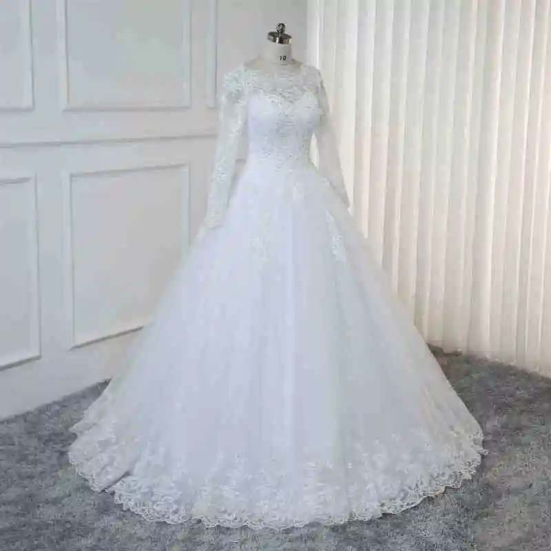 Robe de mariage 2019 бальное платье с длинными рукавами свадебные платья кружевные