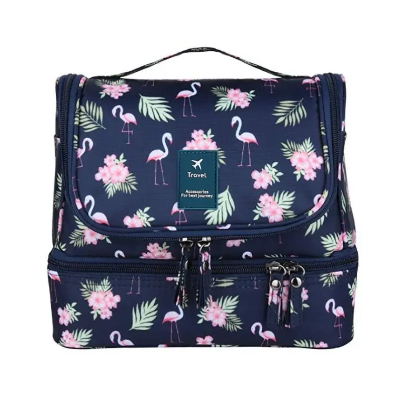 Косметичка LHLYSGS Flamingo Женская дорожная большая двухслойная Для Хранения