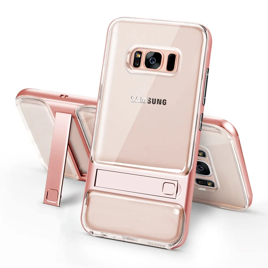 ITEUU PC TPU чехол с подставкой для samsung Galaxy S8 S8 Plus чехол s Мягкий противоударный чехол для samsung S8 S8Plus - Цвет: Rose Gold