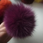 9 см природы с натуральным мехом серебристой лисы, с пушистым помпоном пушистый DIY зимняя шапка-ушанка, шапка-шапка вязаная шапка с помпоном, DEF002-purple