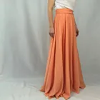 Женская шифоновая юбка до пола, Милая оранжевая пляжная юбка большого размера в богемном стиле с завышенной талией и шнуровкой