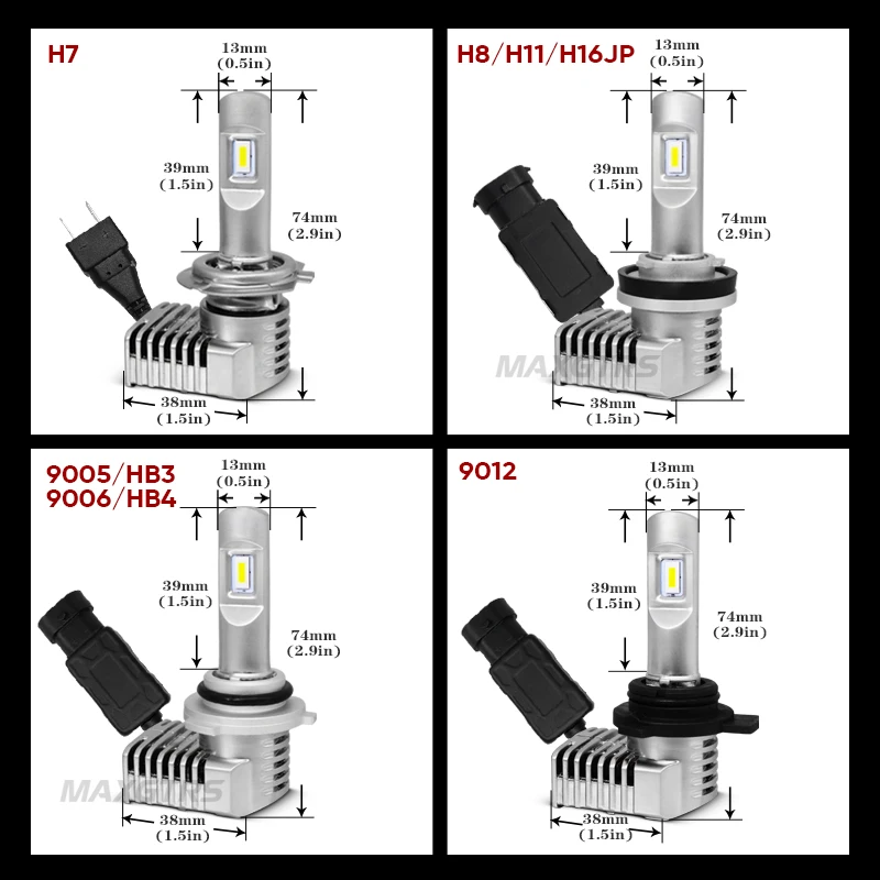 2x H11 H8 H7 9005 HB3 9006 HB4 9012 светодиодный мини тонкий головной светильник 6500K холодный