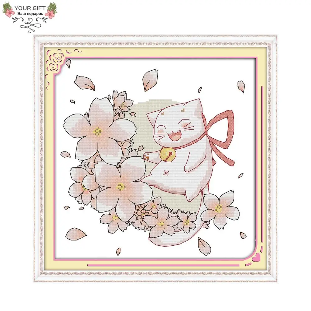 

Joy Sunday C831 14CT 11CT Counted and Stamped Home Decor Blessing Cat Needlework Needlepoint Embroidery DIY Cross Stitch kits