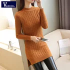 Платье-Свитер женское, с круглым вырезом и длинным рукавом, 2021