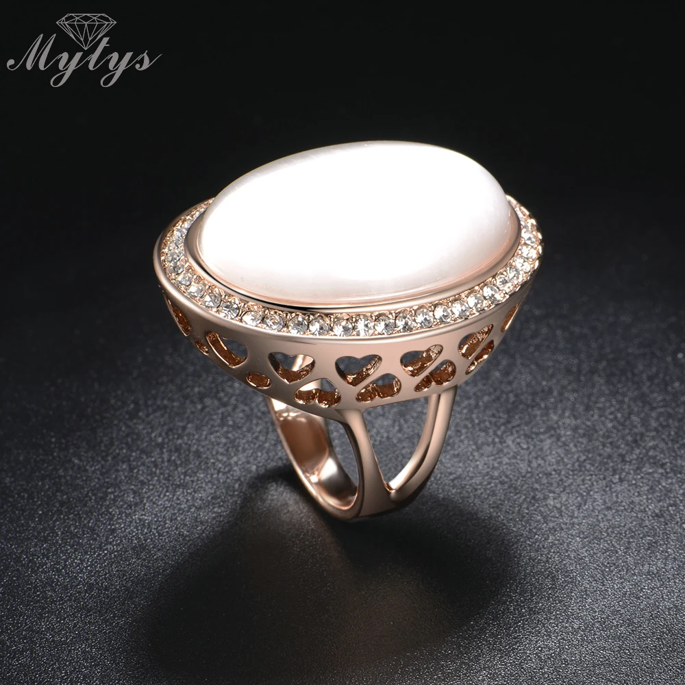 Кружевные антикварные кольца Mytys с кристаллами и Кремовым опалом для женщин 2017